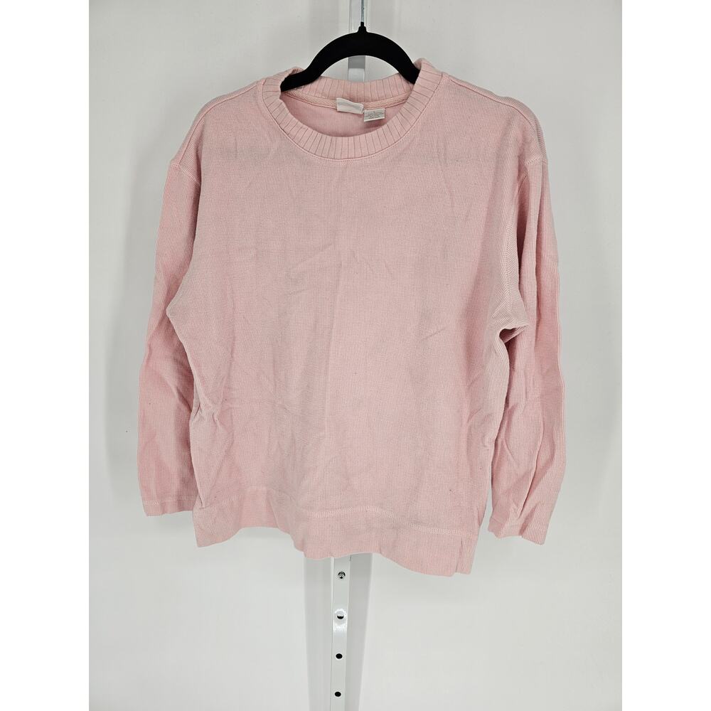 Cherokee Women's Pink Cotton Crew Neck Long Sleeve Casual Knitted Sweater Size L